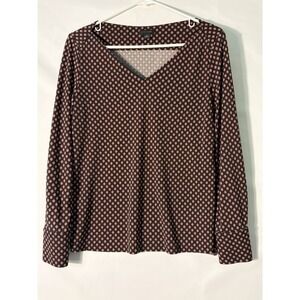 Ann Taylor Black V‑Neck Long Sleeve Blouse – Medium – Stretch, Lined, 25" Length
